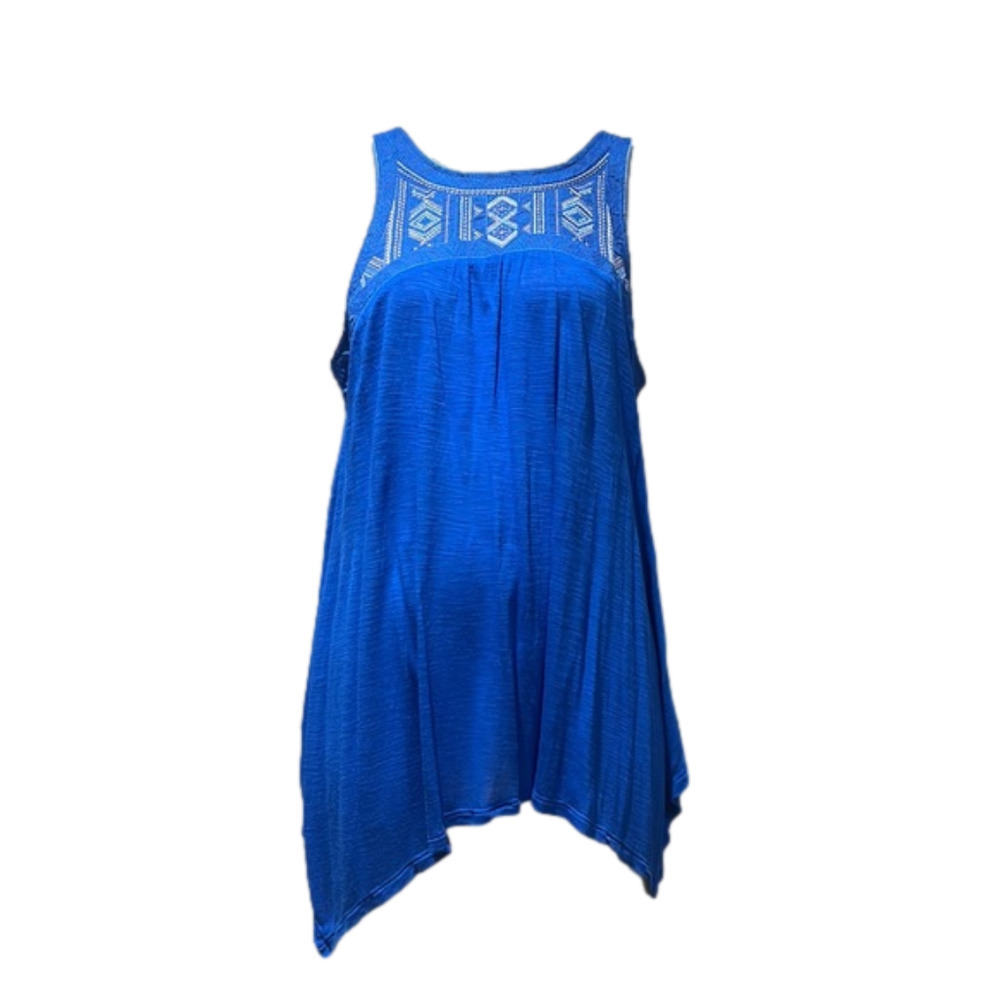 American Eagle Blue Embroidered Tank Top Medium